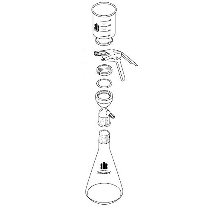 Jointed Glassware, Microfiltration Assembly, SS Support, Jointed, DWK, Funnel Capacity 1000ml, Joint Size 40/35, Borosilicate Glass 3.3/Stainless Steel/Aluminium