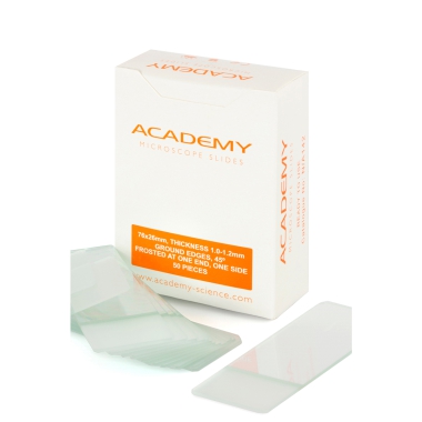 Academy Microscope Slide 76x26, 1.0-1.2mm Frosted One End, Both Sides, Interleaved, Pack Of 50slides