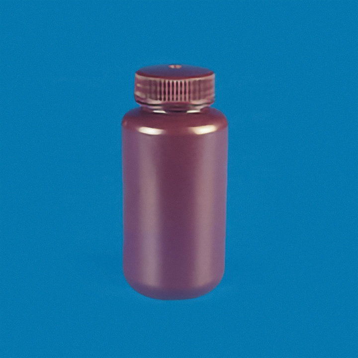 Bottle, Capacity 125ml, Wide Mouth, Amber, Material Plastic HDPE