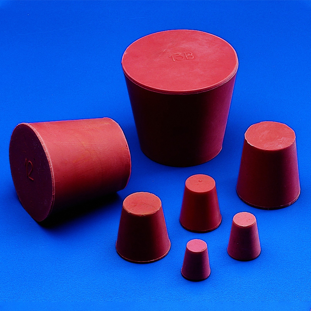 Kartell Conical Stoppers, Upper 30mm, Lower 21mm, Height 29mm, Material Red Rubber