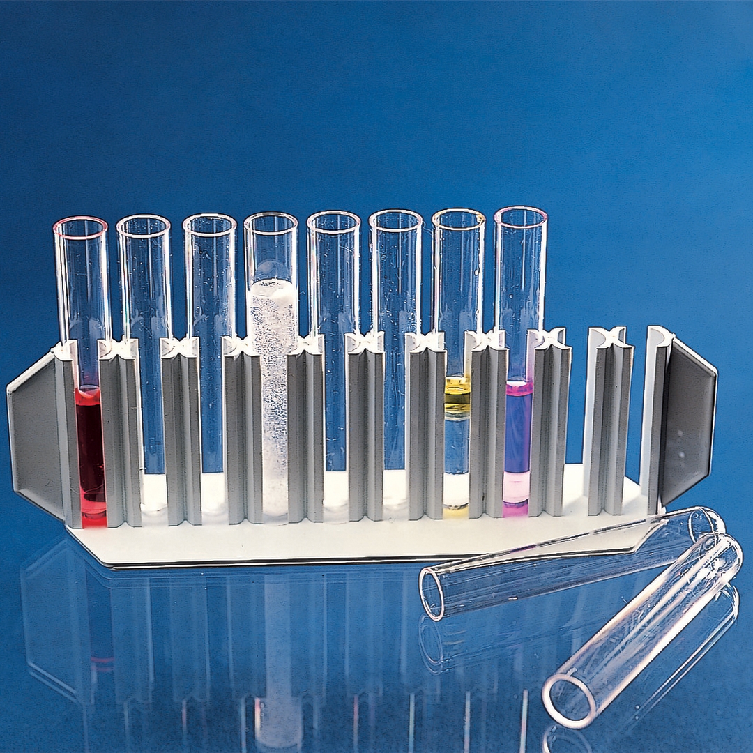 Test Tube, Test Tube Rack, Kartell, Places 9, Outer Diameter 18mm, Dimensions 55x220x65mm, PP