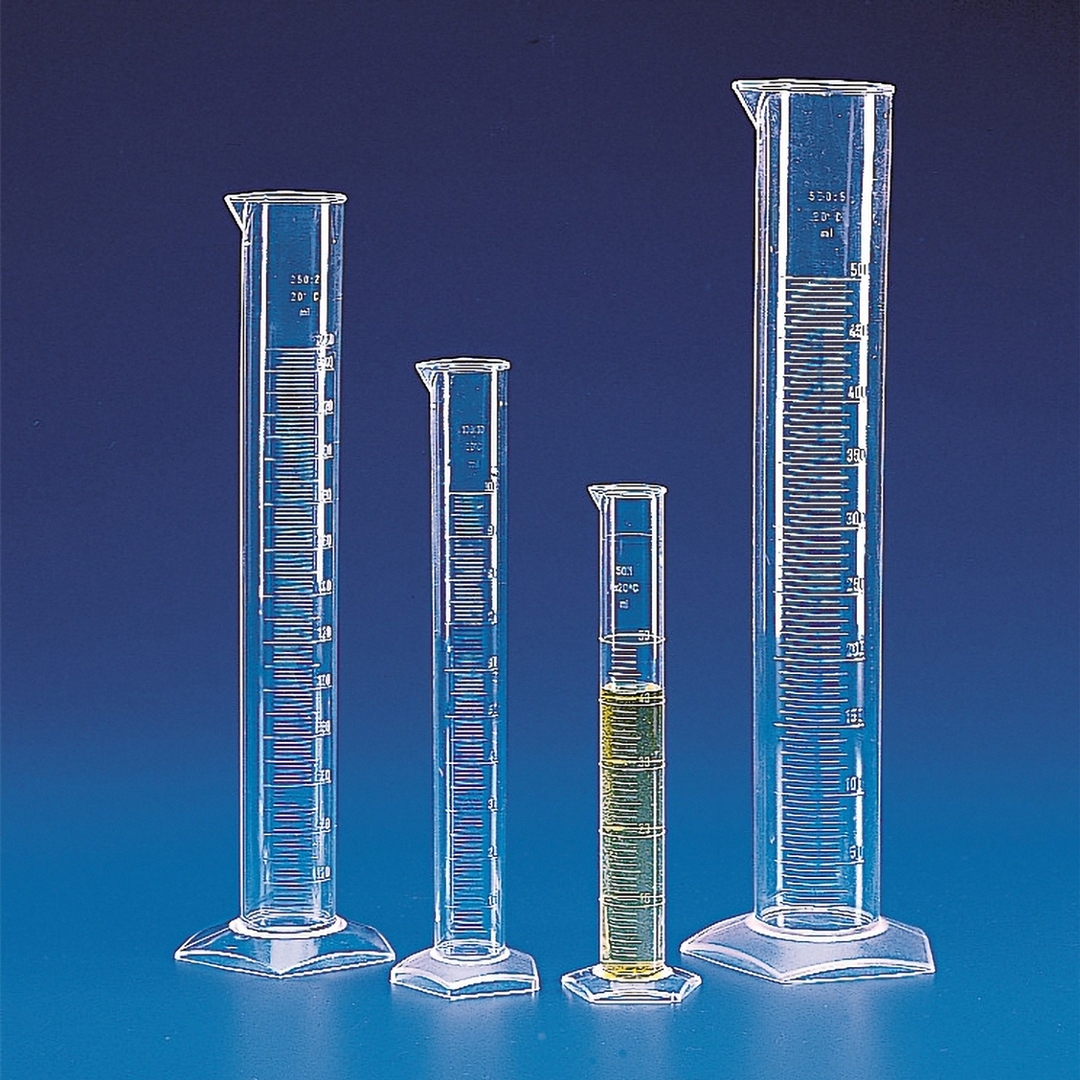 Measuring Cylinder, Graduated, Tall Form, Class B, Hexagonal Base, Capacity 10ml, Plastic, Polymethylpentene (PMP/TPX)