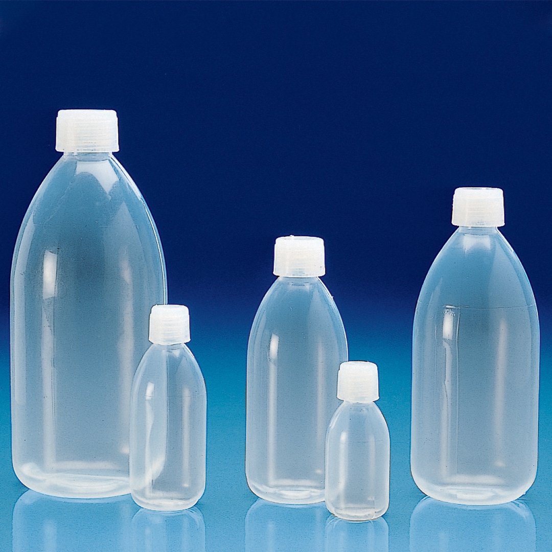 Kartell Narrow Neck Bottles , Capacity 250ml, Thread DIN Standard GL40, OD 61.5mm, Height 159.2mm, Material PFA – CAP: ETFE