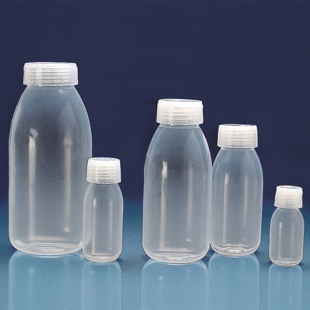 Kartell Wide Neck Bottles , Capacity 100ml, Thread DIN Standard GL28, OD 45.4mm, Height 113.6mm, Material PFA