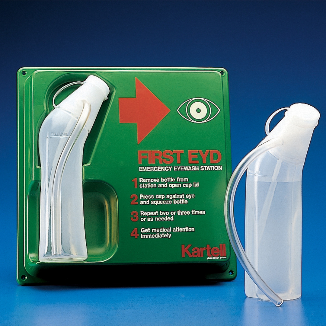 Kartell First Aid Emergency Eye Wash Station, Language Version française, Dimension 300x300mm, Material High Impact PS