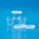 Kartell Specimen Container, Total Height (+lid) 31mm, Bottom External 36.7mm, Mouth External 45.2mm, Lid External 47.2mm, Nominal Capacity 22ml, Brimful Capacity 32ml, Material PS WITH PE LID