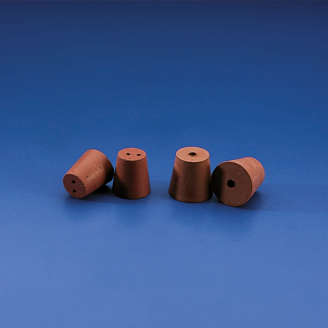 Kartell Conical 1 And 2 Hole Stoppers, Upper 23mm, Lower 16mm, OD 6mm, Height 26mm, Material Red Rubber