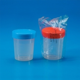 Kartell Urine Cups With Screw Cap, Description Red cap/ Aseptic, Capacity 150ml, OD 62.5mm, Height 73mm, Subdivision 20ml, Packaging single, Version aseptic, Material PP