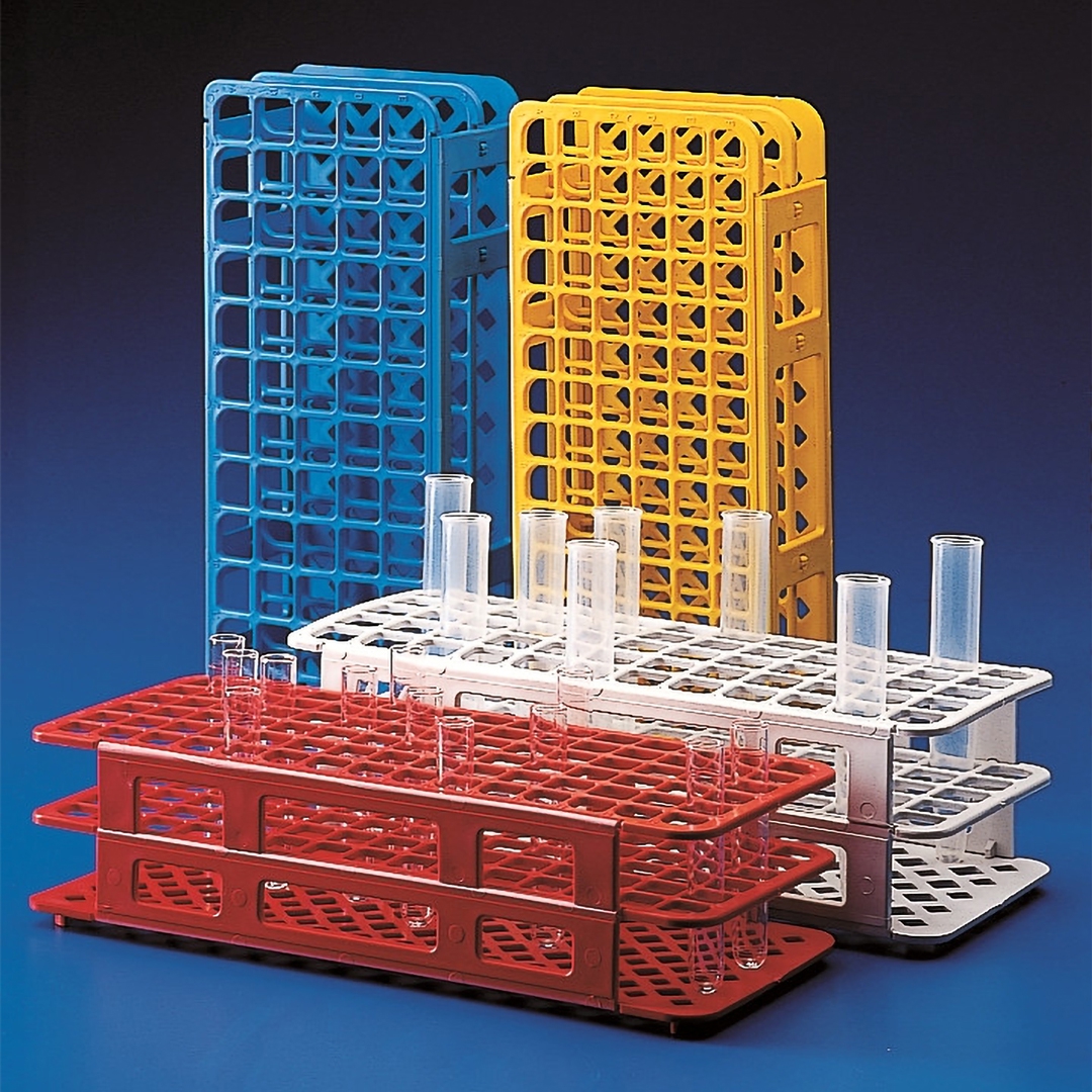 Kartell Universal Test Tubes Rack, No. Holes 40, Hole Format 4x10, OD Holes 20mm, Dimension 105x246x72mm, Colour Yellow, Material PP