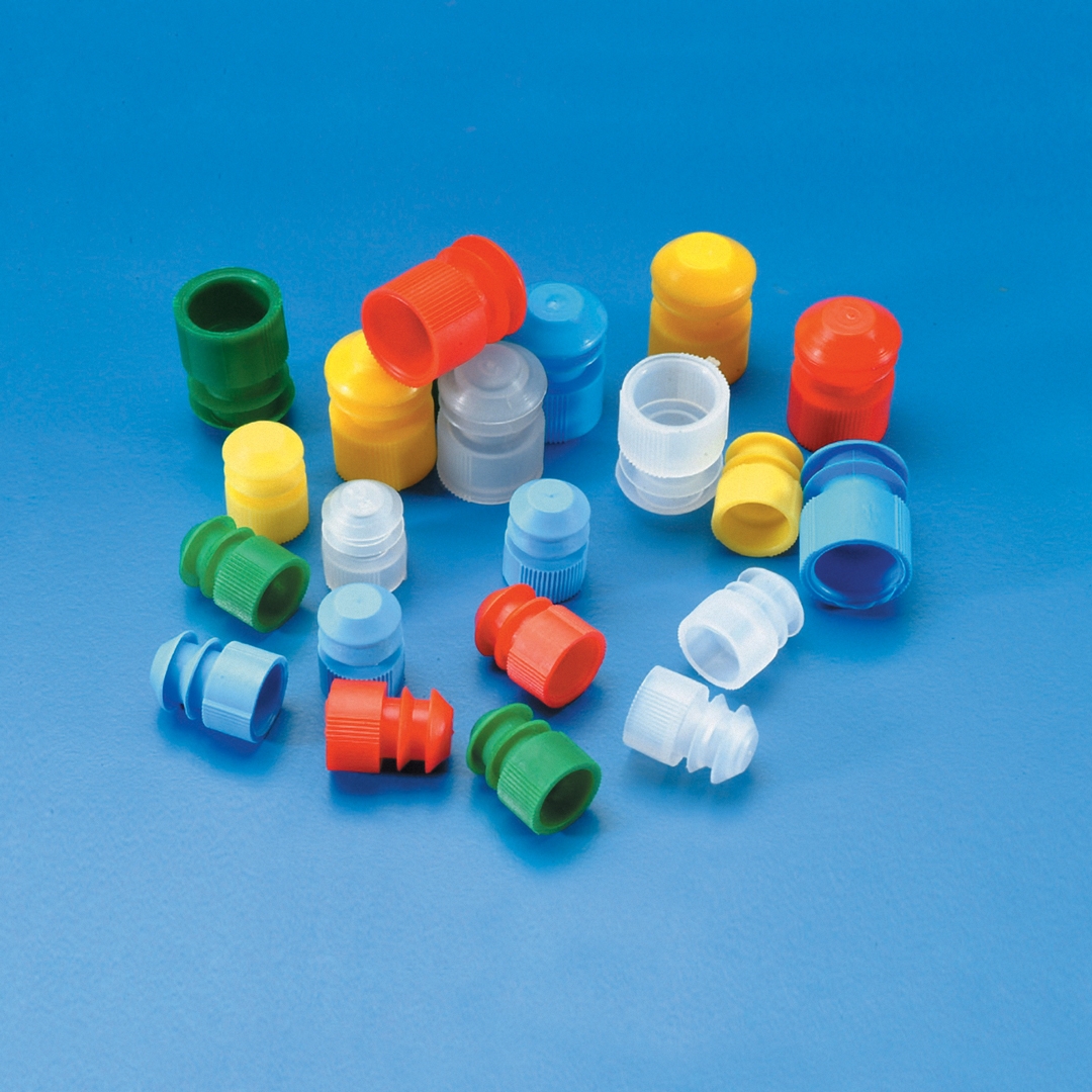 Finned Plugs, For Disposable Tube, For Test tubes 15-17mm, Colour Blue, Plastic, Polyethylene (PE)